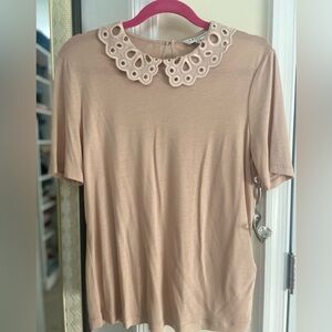 LK Bennett top with Peter Pan Collar and Short Sleeves size Small